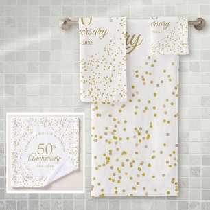 50. goldene Hochzeitstag Gold Konfetti Badhandtuch Set