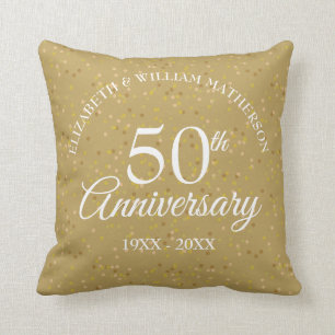 50. goldene Hochzeitstag Gold Konfetti Kissen