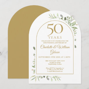 50. goldene Hochzeitstag Greenery Arch Einladung