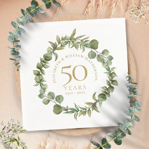 50. goldene Hochzeitstag Grün-Gewinde Serviette