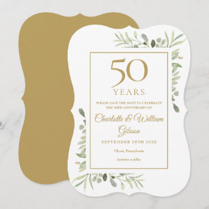 50. goldene Hochzeitstag Grüne Pflanzen Save The Date