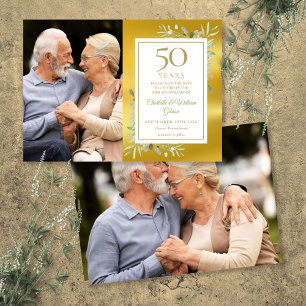 50. goldene Hochzeitstag-Grünpflanzen 2 Fotos Save The Date
