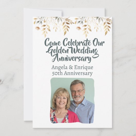 50. Goldene Hochzeitstag Party Feier Einladung (Vorderseite)