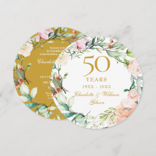 50. Goldene Hochzeitstag Rose Garland Einladung