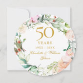 50. Goldene Hochzeitstag Rose Garland Einladung (Vorderseite)