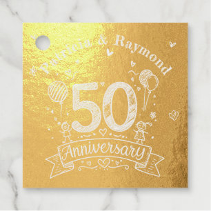 50. goldene Hochzeitstag-Schultafel-Doodle Geschenkanhänger