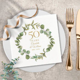 50. goldene Hochzeitstag Waldgrün Serviette