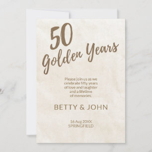 50. goldene Jubiläum – Foto Elfenbein Leinen Einladung