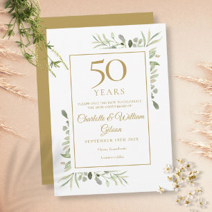 50. goldene Jubiläums-Save-the-Date-Grünpflanzen  Einladung