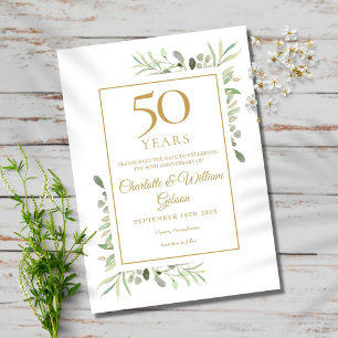 50. goldene Jubiläums-Save-the-Date-Grünpflanzen Save The Date