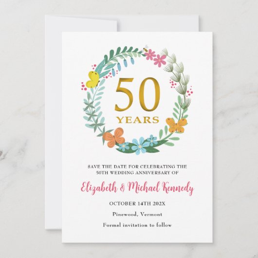 50. Goldene Jubiläumskarte Save the Date (Vorderseite)