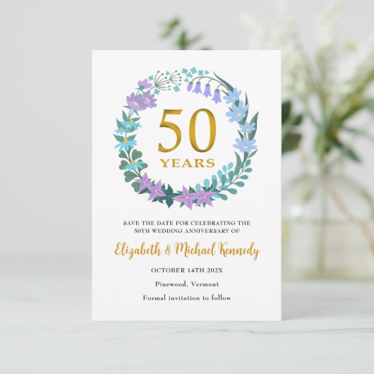 50. Goldene Jubiläumskarte Save the Date (Stehend Vorderseite)