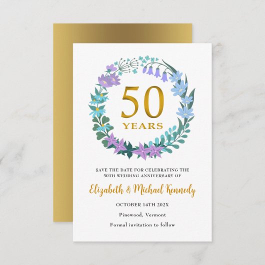 50. Goldene Jubiläumskarte Save the Date (Vorne/Hinten)