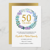 50. Goldene Jubiläumskarte Save the Date (Vorne/Hinten)