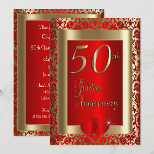 50. goldene und rote Hochzeitsjubiläum   DIY Text Einladung