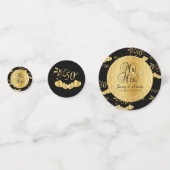 50. Goldener Hochzeitstag auf Schwarz Konfetti (Rückseiten)