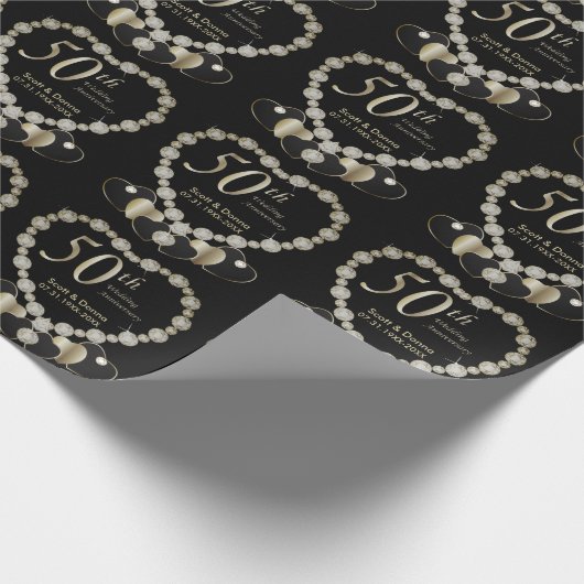 50. Goldener Hochzeitstag Geschenkpapier (Ecke)