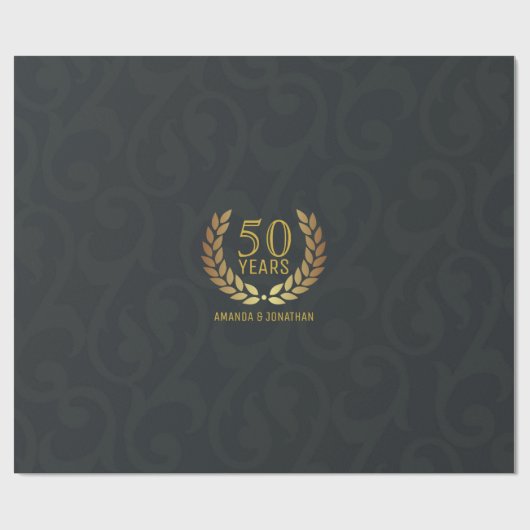 50. Goldener Hochzeitstag individuell anpassbar Geschenkpapier (Flach)