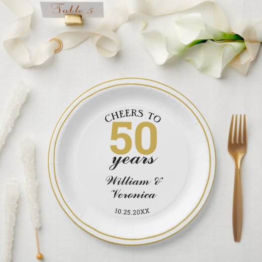 50. Goldener Hochzeitstag jubelt bis 50 Jahre Pappteller (Hochzeit)