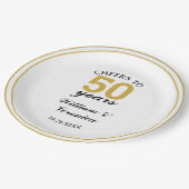 50. Goldener Hochzeitstag jubelt bis 50 Jahre Pappteller (Schrägansicht)