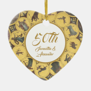 50. Goldener Hochzeitstag Keramik Ornament