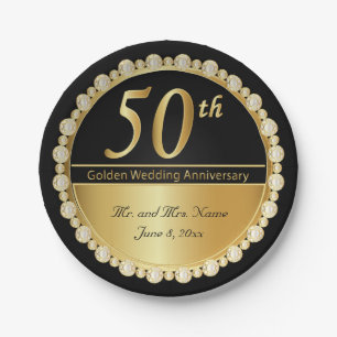 50. Goldener Hochzeitstag Pappteller