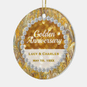 50. Goldener Hochzeitstag Weihnachtskuchen Keramikornament (Links)