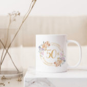 50. Goldener Jahrgang Wasserfarben Blume Kranz Kaffeetasse