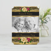 50. Goldenes Foto Hochzeit Jubiläum Party Rose Einladung (Stehend Vorderseite)