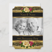 50. Goldenes Foto Hochzeit Jubiläum Party Rose Einladung (Vorderseite)