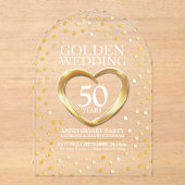 50. goldenes Hochzeitsheim Acryleinladungen (Vorderseite)