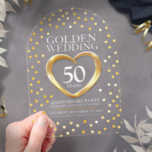 50. goldenes Hochzeitsheim Acryleinladungen
