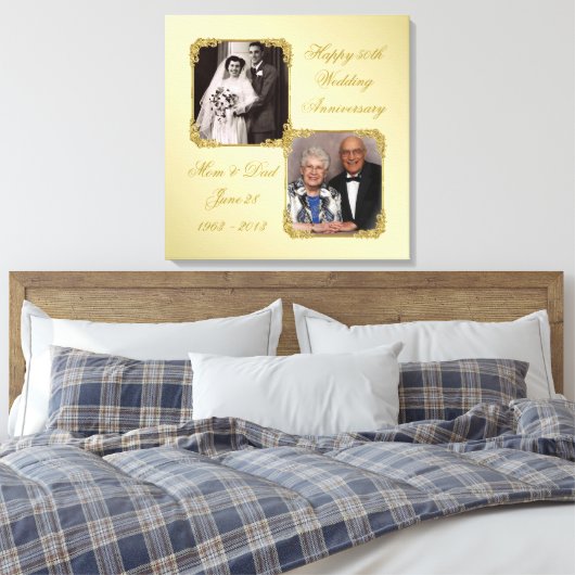 50. Goldenes Hochzeitsjubiläum Foto Canvas Print Leinwanddruck (Insitu (Schlafzimmer))