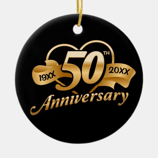 50. Goldenes Hochzeitsjubiläum Keramik Ornament (Vorne)