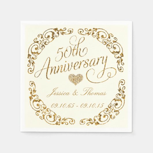 50. Goldenes Hochzeitspapier Napkins Serviette (Vorderseite)