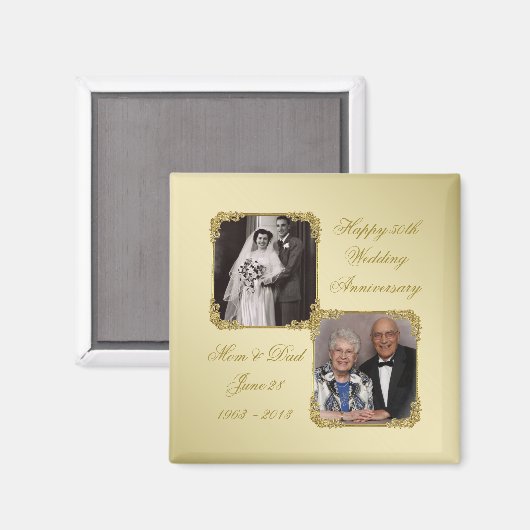 50. Goldenes Hochzeitsszenario Foto Magnet (Vorderseite/Rückseite)