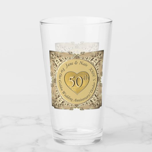 50. Goldenes Hochzeitsszenario Glas (Vorderseite)