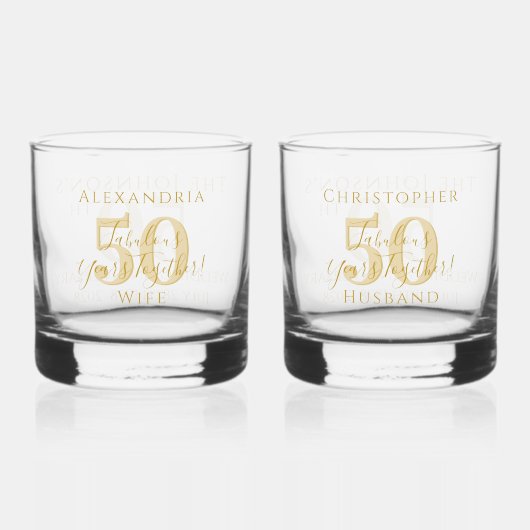 50. Goldenes Hochzeitsszenario Whiskyglas (Rückseite)