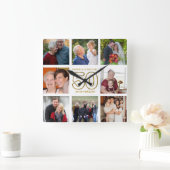 50. Goldenes Hochzeitstag 8 FotoCollage Quadratische Wanduhr (Zuhause)