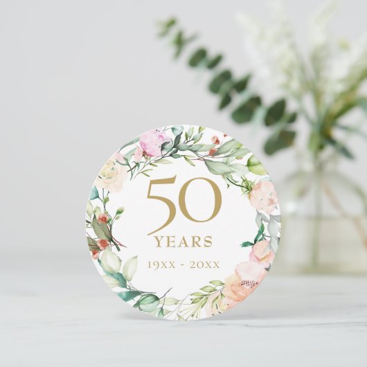 50. Goldenes Hochzeitstag Blumenkreislauf Einladung (Stehend Vorderseite)
