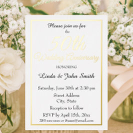 50. Goldenes Hochzeitstag Einfach Folieneinladung