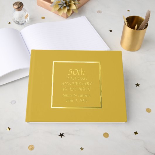 50. Goldenes Hochzeitstag Einfach stilisiert Gästebuch (Vorderseite offen)