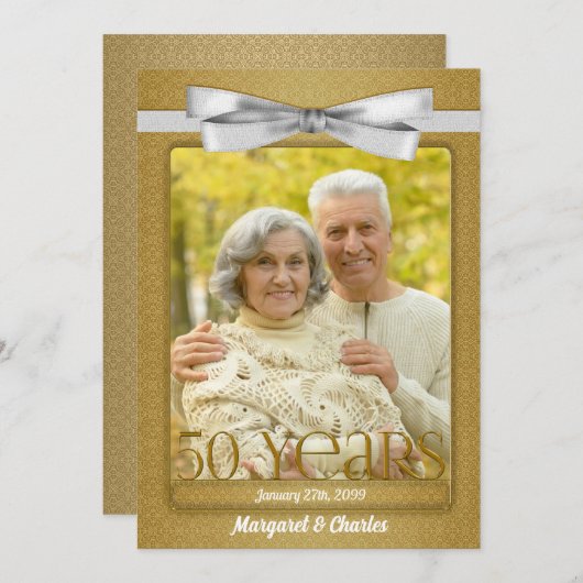 50. Goldenes Hochzeitstag-Foto Einladung (Vorne/Hinten)