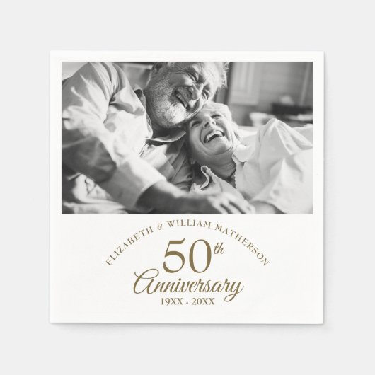 50. Goldenes Hochzeitstag-Foto Serviette (Vorderseite)