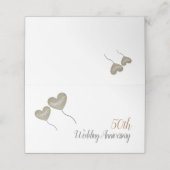 50. goldenes Hochzeitstag Herzballons Platzkarte (Außenseite Aufgefaltet)