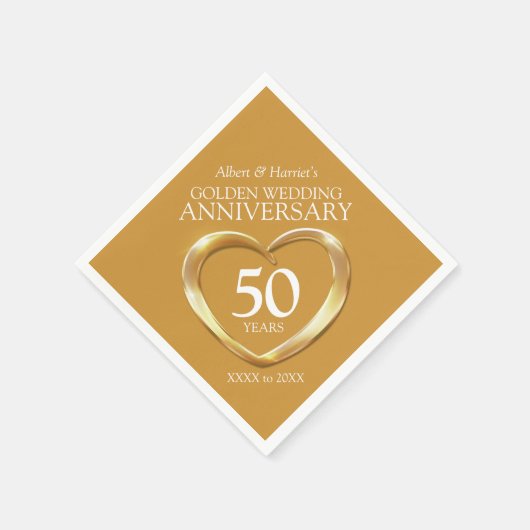 50. goldenes Hochzeitstag Herzstück individuelle N Serviette (Ecke)