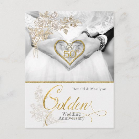 50. Goldenes Hochzeitstag mit Namen Postkarte (Vorderseite)
