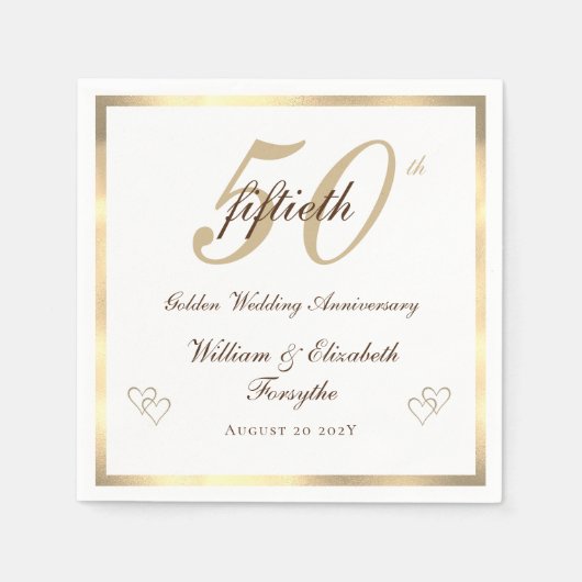 50. Goldenes Hochzeitstag Napkin Serviette (Vorderseite)