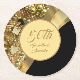 50. goldenes Hochzeitstag Runder Pappuntersetzer