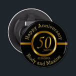 50. Goldenes Jahr-Design Flaschenöffner<br><div class="desc">50th Anniversary Bottle Opener für Sie bereit zu personalisieren. Dieses Design kann leicht für andere Anlässe wie Geburtstag, Wiedersehen, Ruhestand, etc.. durch die Verwendung des Editiertools zu ändern, den Text / Schriftart/ Größe auf Ihre Bedürfnisse. ✔ Hinweis: Nicht alle Vorlagenbereiche müssen geändert werden. 📌 Wenn Sie weitere Anpassungen benötigen, klicken...</div>